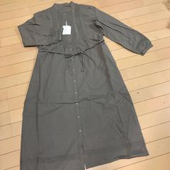 新品◆千趣会ベルメゾン◆カギ編レース◆長袖ワンピースLカーキ